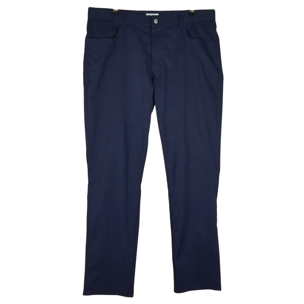 Peter Millar Tech‎ Golf Pants Mens 38x32 Navy Blue 5-Pocket Performance Chinos
